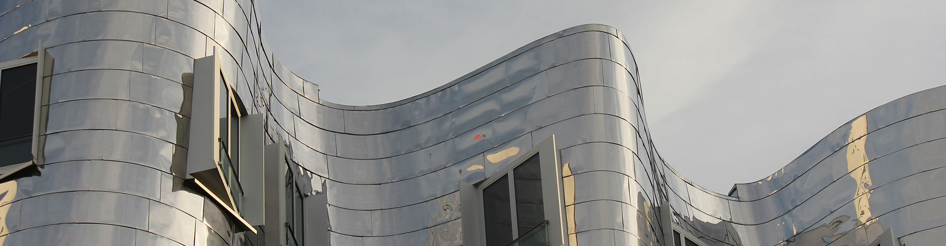 A section of the facade of the Gery buildings in Düsseldorf’s Media Harbour.